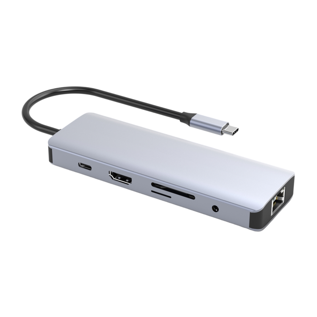 9-IN-1 Type CM To HDMI+RJ45+3*USBA3.0+SD